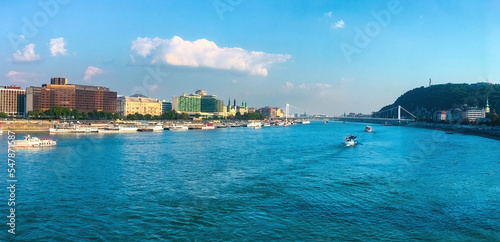 Panoramatic view on river in center of Budapest, Magyar © llama
