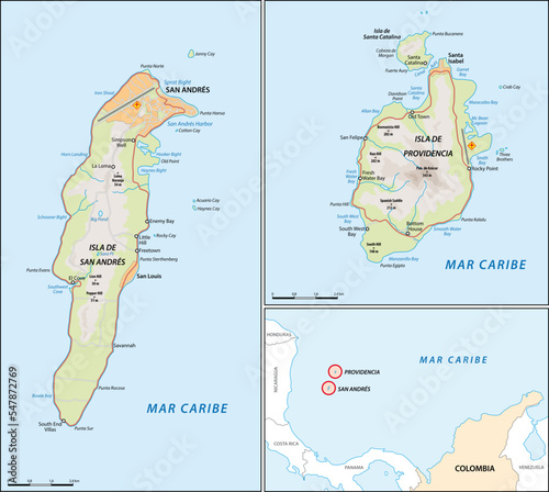 Map of the Colombian islands of San Andres and Providencia