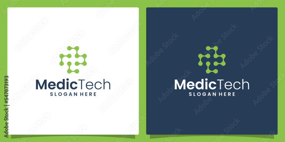 Medical cross logo design template with technology logo graphic design vector illustration. Symbol, icon, creative. Medical cross logo design template with technology logo graphic design vector illustration. Symbol, icon, creative.