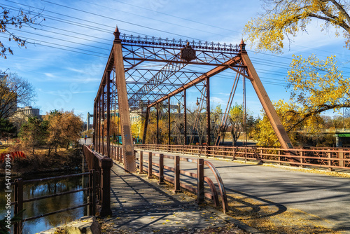 Merriam Street Bridge connecting Nicollet Island and Riverplace Minneapolis. photo