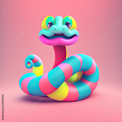 Colorful illustration of a cute squishy snake 