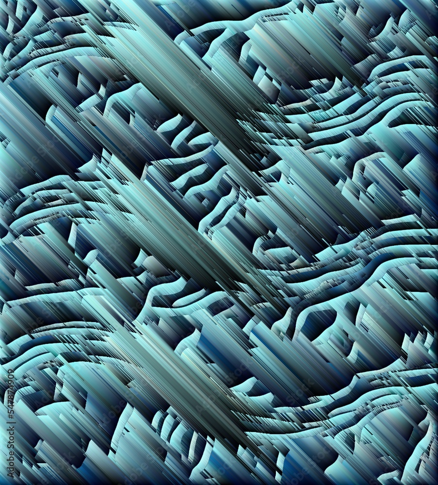 Obraz premium 3d illustration melting wax style in turquoise blue and shades of grey