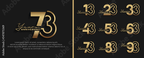 set of anniversary logo style golden color on black background for celebration