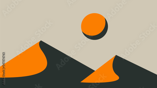 mountain background with sun on grey flat design stock vector