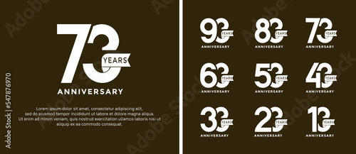 set of anniversary logo style white color and ribbon for celebration