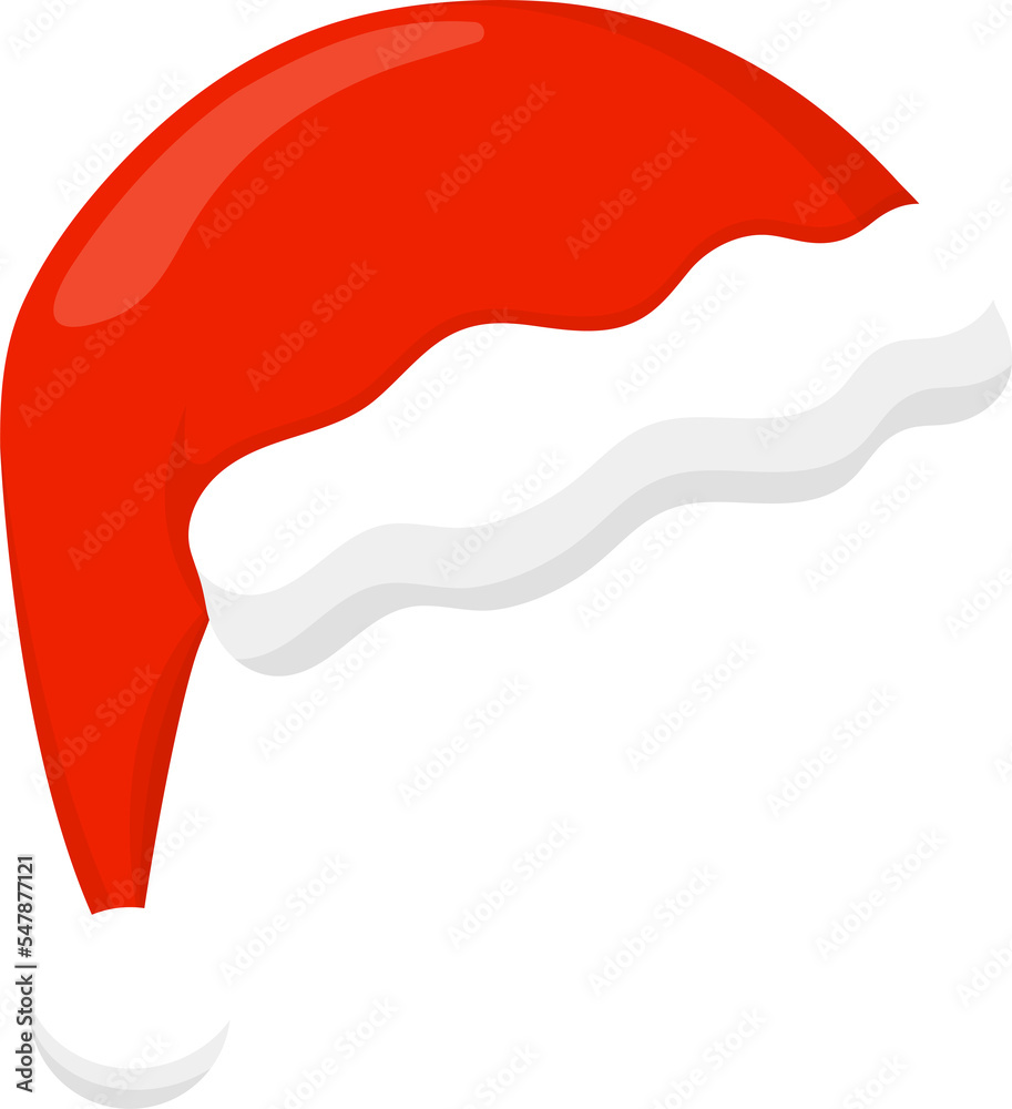 Red santa hat, christmas or new year, vector cartoon style, symbol icon illustration Red santa hat, christmas or new year, vector cartoon style, symbol icon illustration