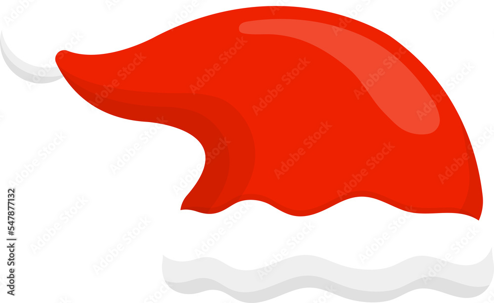 Red santa hat, christmas or new year, vector cartoon style, symbol icon illustration