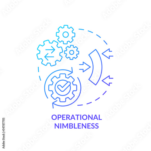 Operational nimbleness blue gradient concept icon. Business efficient. Productive data system abstract idea thin line illustration. Isolated outline drawing. Myriad Pro-Bold font used