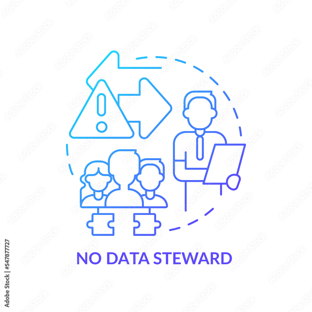 No data steward blue gradient icon. Information administrator. Database responsibilities. System manager abstract idea thin line illustration. Isolated outline drawing. Myriad Pro-Bold font used No data steward blue gradient icon. Information administrator. Database responsibilities. System manager abstract idea thin line illustration. Isolated outline drawing. Myriad Pro-Bold font used