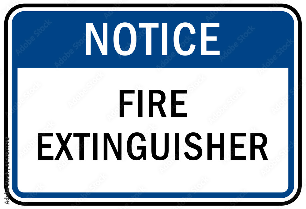 Fire emergency fire extinguisher sign and label