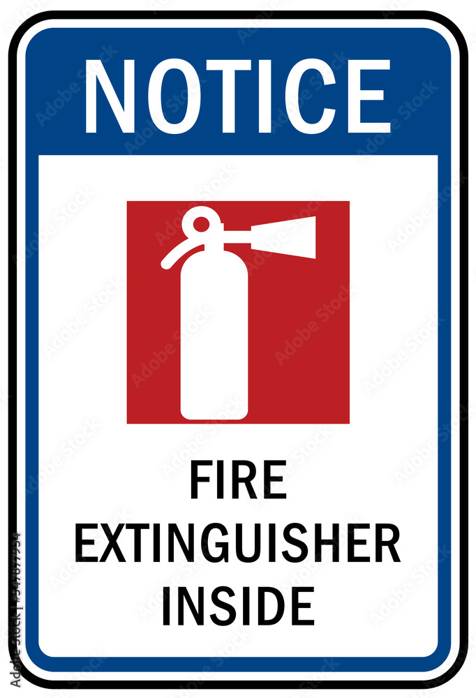 Naklejka premium Fire extinguisher inside sign and label