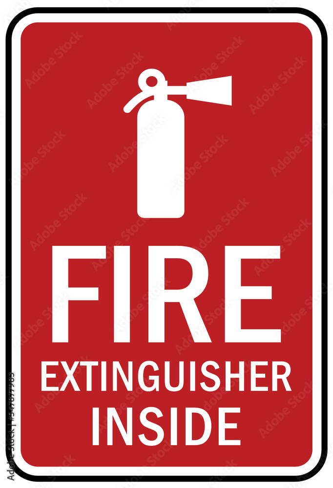 Naklejka premium Fire extinguisher inside sign and label