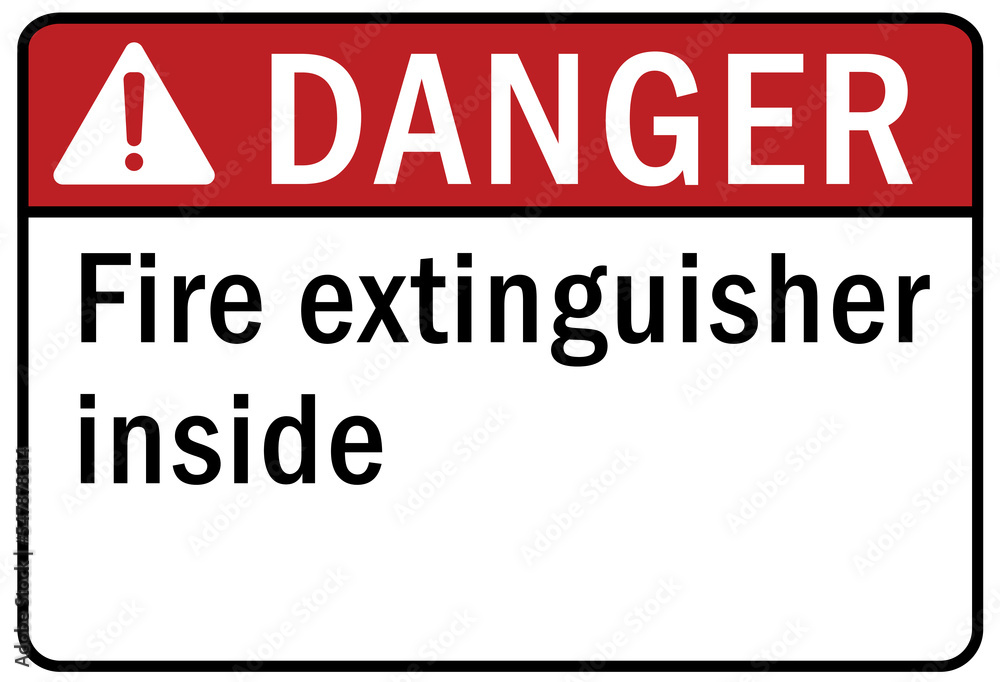 Fire extinguisher inside sign and label
