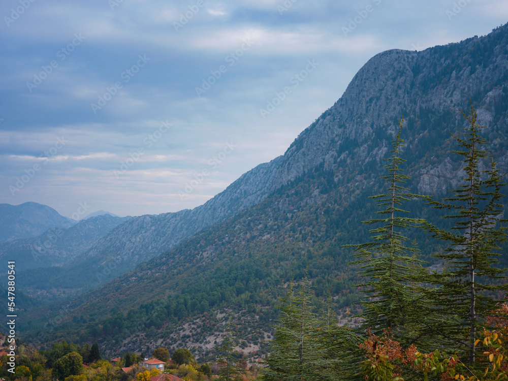 Φωτογραφία Aerial photo of hill near town of Ormana Ibradi Antalya Turkey in autumn sunny day
