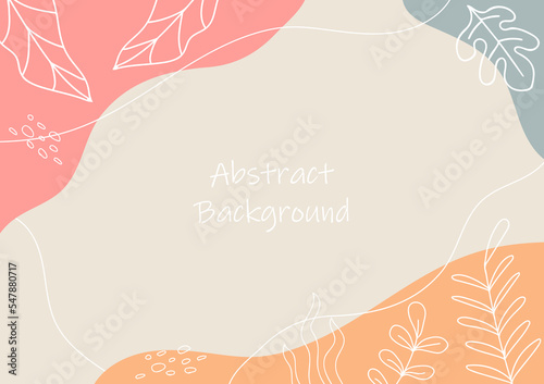 abstract nature background , organic shape elements, beige color, vector nature background template for poster, banner design, social media.