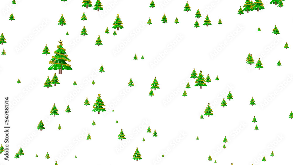 christmas tree floats isolated, website, poster or Happiness cards, Christmas banner, festive New Year, 3d illustration render