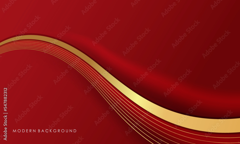 Modern red background with golden lines Modern red background with golden lines