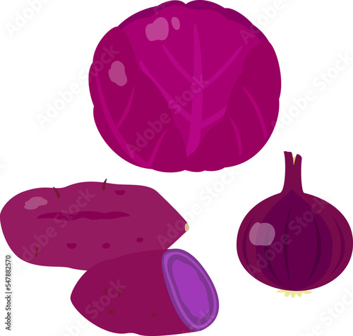 紫キャベツ、紫玉ねぎ、紫芋