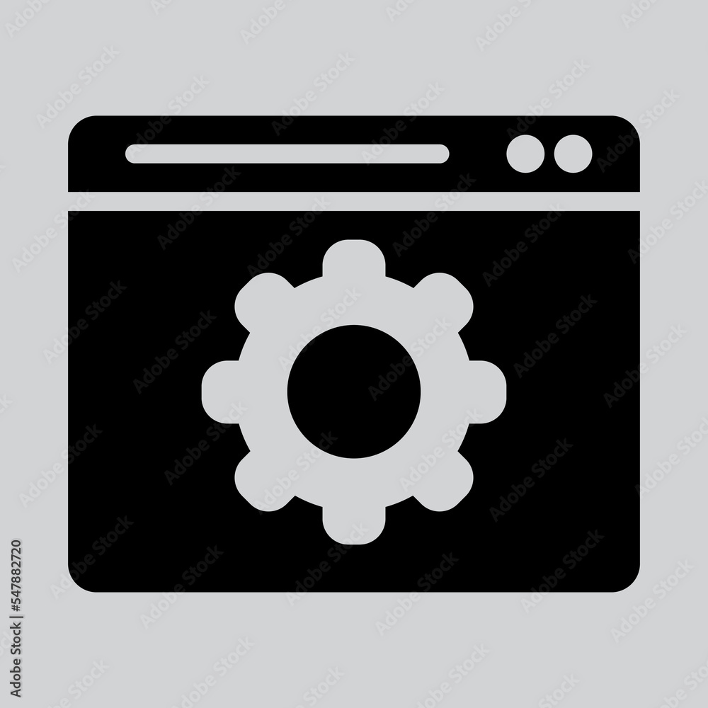 Configuration icon in solid style about browser, use for website mobile app presentation Configuration icon in solid style about browser, use for website mobile app presentation