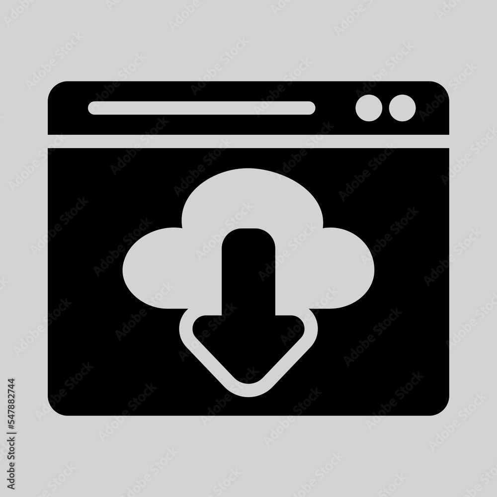 Cloud download icon in solid style about browser, use for website mobile app presentation Cloud download icon in solid style about browser, use for website mobile app presentation