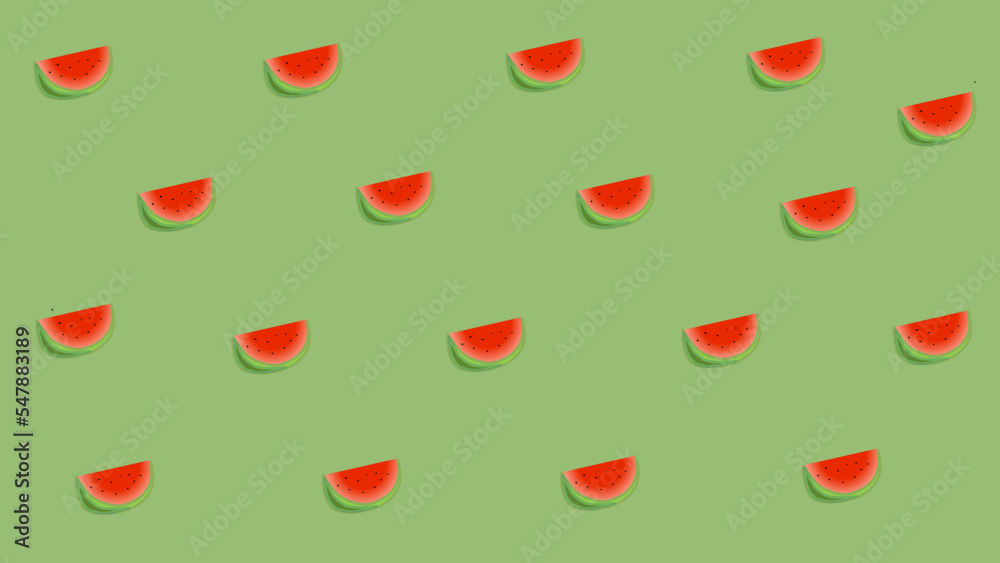 slice of watermelon in the green background