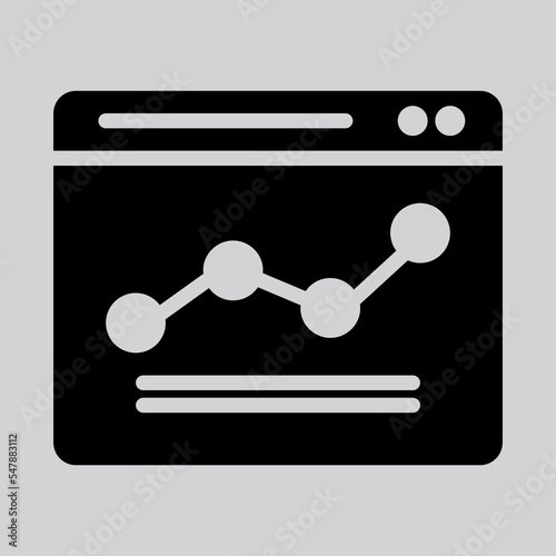 Line chart icon in solid style about browser, use for website mobile app presentation