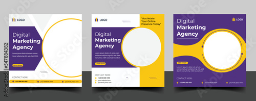 Digital business marketing social media post template.
three template web banner.