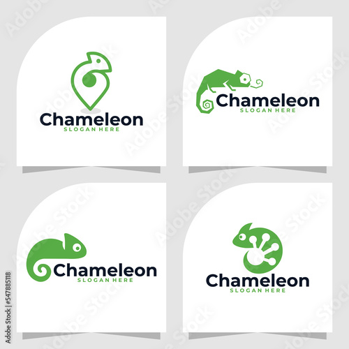 set of chameleon logo vector design template