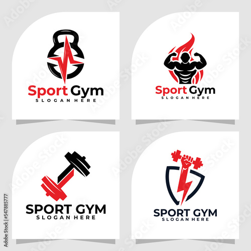 set of sport GYM logo vector design template
