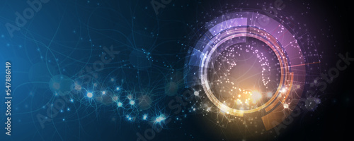 Quantum processing. Deep learning artificial intelligence. Future new technology  for business or science presentation