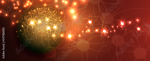 Quantum processing. Deep learning artificial intelligence. Future new technology  for business or science presentation