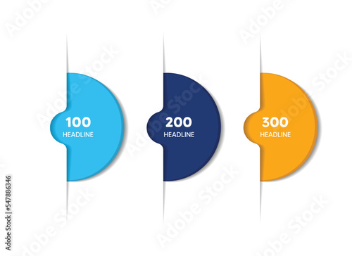 Circle first, second and third diagram, scheme, chart. 3 template for presentation. 3 steps options, elements, ingographic.