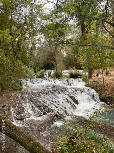 Waterfall at the  Monasterio de Piedra  Natural Park  Zaragoza  Spain .  Monasterio de Piedra  in fall