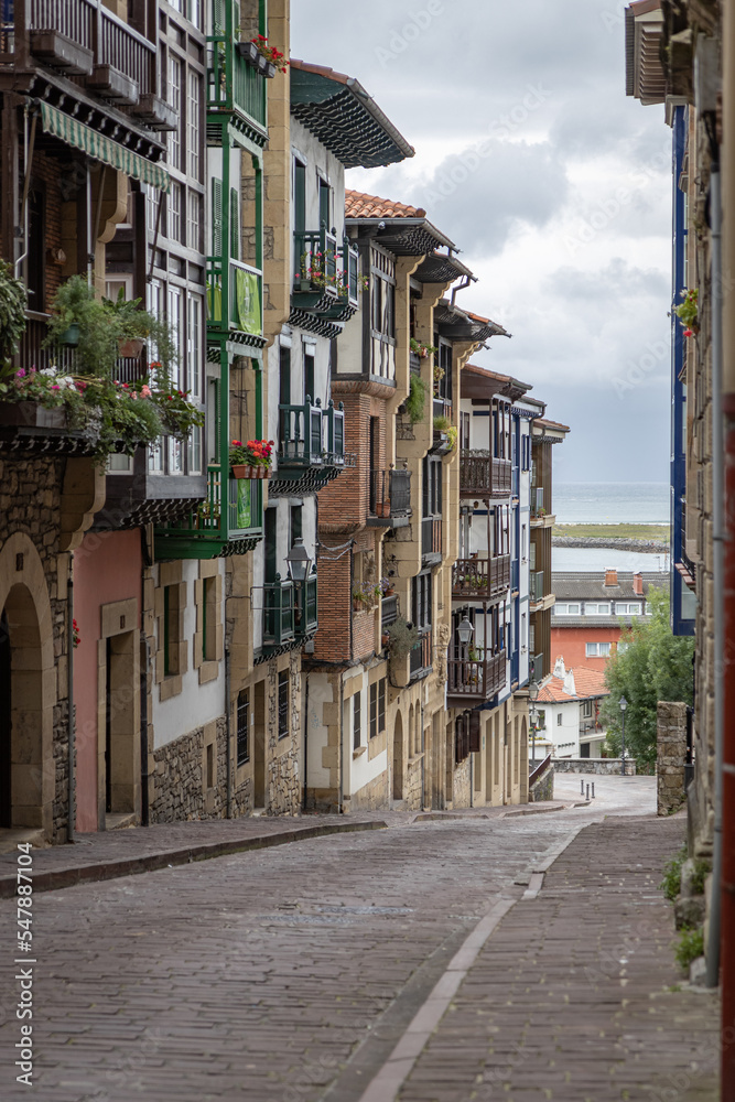 Architecture of the streets of the Hondarribia, Spain