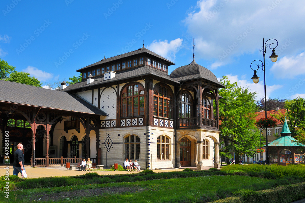 Historical spa building in Szczawno Zdroj, Lower Silesian Voivodeship, Poland