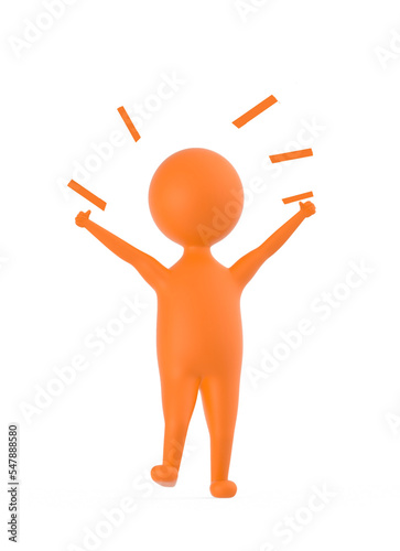 3d orange character showing happiness, excitment ,joy photo