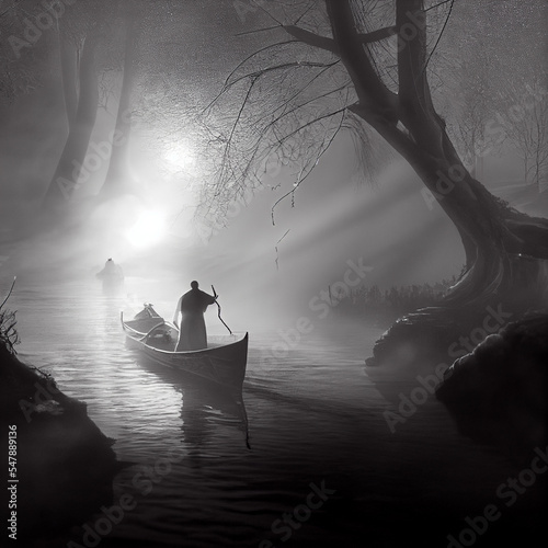 Ferryman at River Styx awaiting the passed away photo