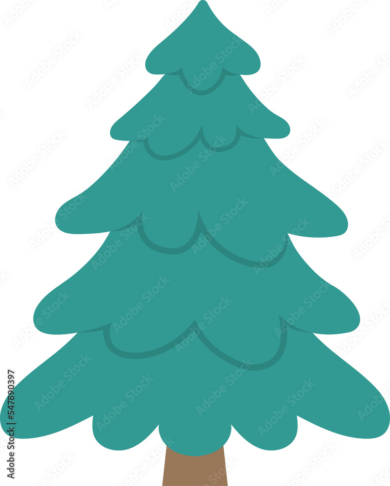 An unadorned green Christmas tree, vector cartoon style An unadorned green Christmas tree, vector cartoon style