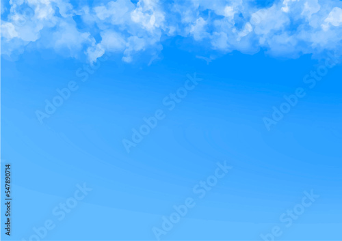 Fond de jour ensoleillé, ciel bleu avec des cumulus blancs, fond naturel d'été ou de printemps avec un temps chaud parfait, illustration vectorielle.