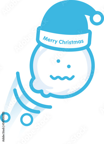 Snowball shivering flying trough the sky with Santa hat vector illustration for Christmas