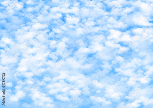 Fond de jour ensoleillé, ciel bleu avec des cumulus blancs, fond naturel d'été ou de printemps avec un temps chaud parfait, illustration vectorielle.