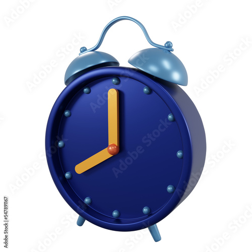 Dark blue alarm clock model isolated