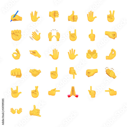 Stampa su tela Human hands vector emoji set
