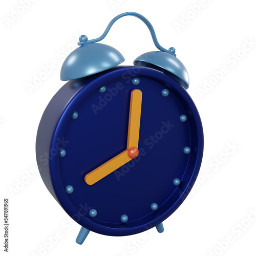 Dark blue alarm clock model isolated