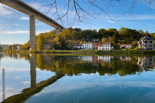 Low angle view of the Charlemagne route bridge in Dinant © Mounir