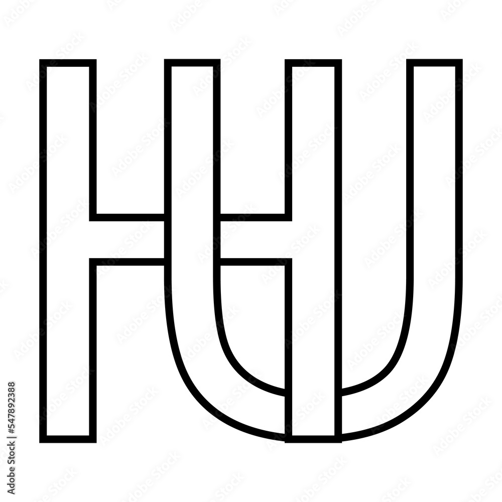 Logo sign hu uh icon, nft interlaced letters u h Logo sign hu uh icon, nft interlaced letters u h