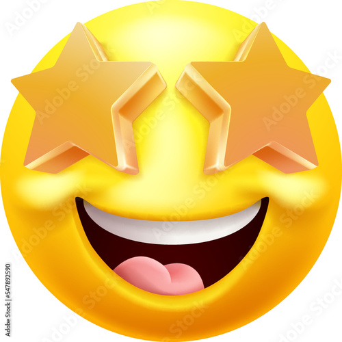 A star struck emoji or emoticon face icon with stars for eyes cartoon