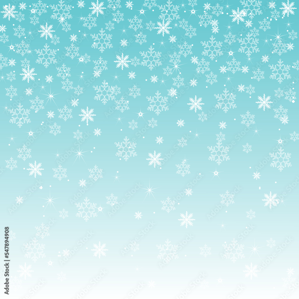 christmas background with snowflakesVector snowfall, snowflakes of various shapes. Lots of white cool layered elements on a transparent background. White falling fly in the air.