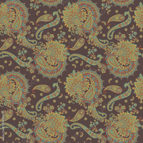 Paisley seamless vector pattern. Fabric background