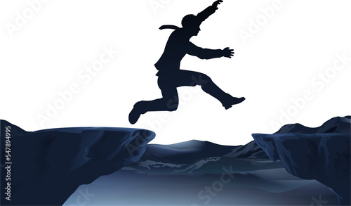 Принти на полотні Courage Leap of Faith Jump Brave Silhouette Man